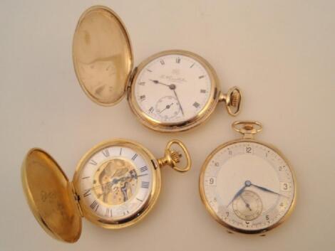 A gold plated Hunter pocket watch