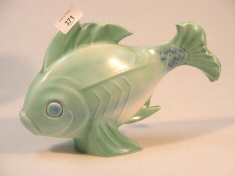 Poole pottery fish of stylised design with pale green and blue glaze