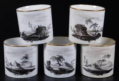 A part Minton Service pattern no. 191, including six coffee cans, three cups, two saucers, saucer dish and sucrier base, sepia monochrome painted landscape. (12) - 9