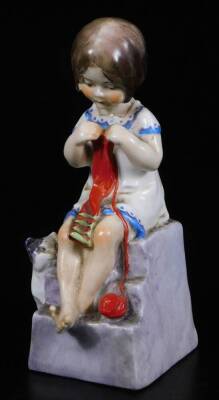 A Royal Worcester figure, representing Saturday's Child, no. 3262, 14cm H.