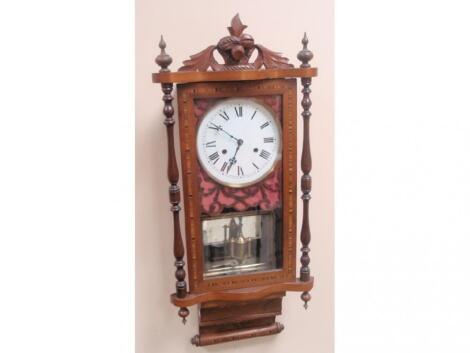 A 19thC American inlaid drop dial wall clock