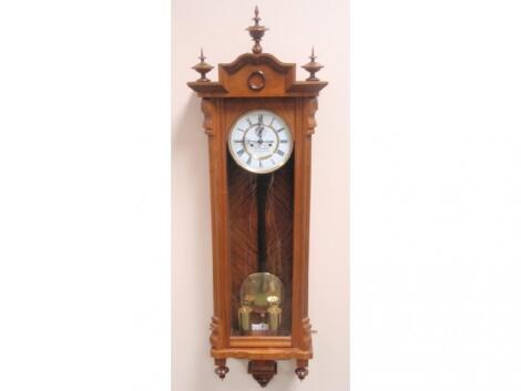 A 19thC Swedish walnut cased wall clock