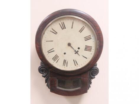 A 19thC drop dial wall clock in simulated rosewood case