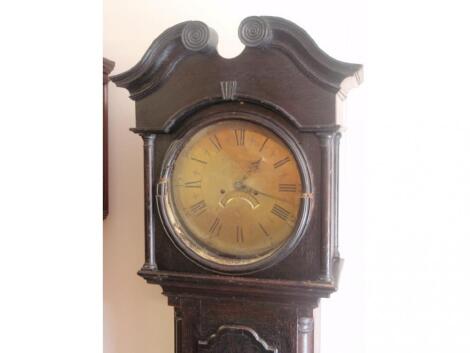 A late 18thC oak cottage longcase clock