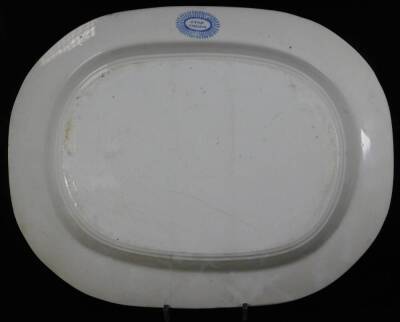 A 19thC Eton College blue and white meat plate, of oval form, transfer printed with a floral border, marked beneath, 41cm W. - 2