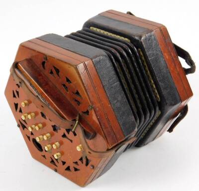 An early 20thC Chanel La Chenal & Co concertina, of hexagonal form, with one end partially pierced and set with eleven buttons with strap, in fitted case, (labelled) - 2