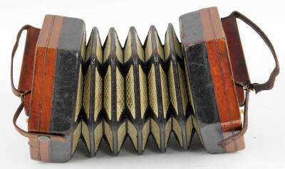 An early 20thC Chanel La Chenal & Co concertina, of hexagonal form, with one end partially pierced and set with eleven buttons with strap, in fitted case, (labelled) - 3