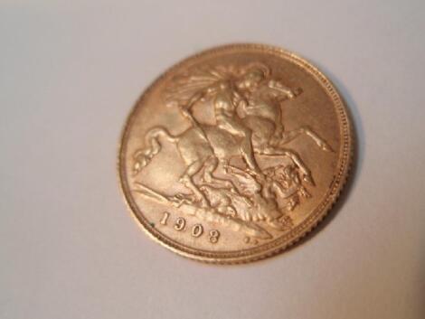 An Edwardian VII half sovereign