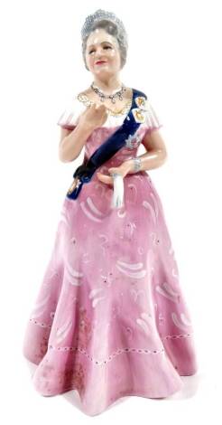 A Royal Doulton limited edition figure, The 80th Birthday of HM Queen Elizabeth The Queen Mother, 4th August 1980, no.228/1500, printed marks beneath, 22cm H.