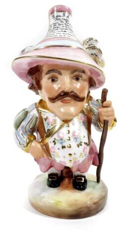 A late 20thC Royal Crown Derby Mansion House Dwarf, by A Whitbread, with Theatre Royal hat, polychrome decorated, marked beneath, 21cm H. (AF)