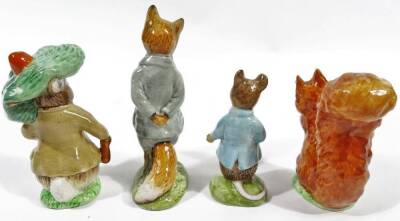 Various Beswick Beatrix Potter figures, Squirrel Nutkin, 10cm H, Johnny Town-Mouse, Benjamin Bunny and Foxy Whiskered Gentleman, marked beneath. (4) - 2