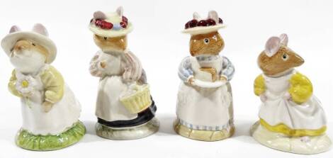 Various Royal Doulton Brambly Hedge figures, Primrose Woodmouse, 9cm H, Lady Woodmouse, Catkin and Mrs Apple. (4)