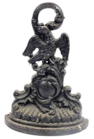 A 19thC cast iron door stop, on D-end base, with pierced upper handle, 33cm H.