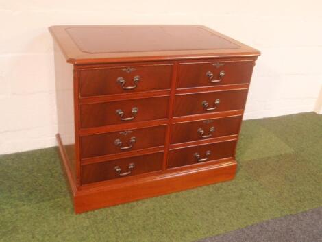 A reproduction flame mahogany four drawer filing cabinet (en-suite to the