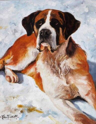 John Trickett (b.1952). St. Bernard, oil on board, signed 30cm x 24cm.