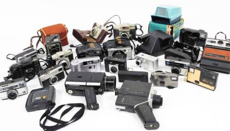 Various cameras and related equipment, Kodak EX100 Instant camera, various other Kodak, Disc 3500 Polaroid Super Colour 635, various other Canon Sure Shot 105 with zoom, AK-7, a collection of Kodak cameras, 8cm H, etc. (a quantity)