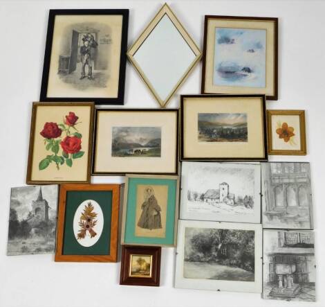 After Allam. Windermere Lake Westmorland book plates, 10cm x 16cm in Hogarth frame, various other prints, pictures, frames, etc. (a quantity)