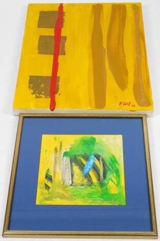 Flint (20thC). Squares and lines, acrylic on canvas, signed and dated 01, 76cm x 61cm.