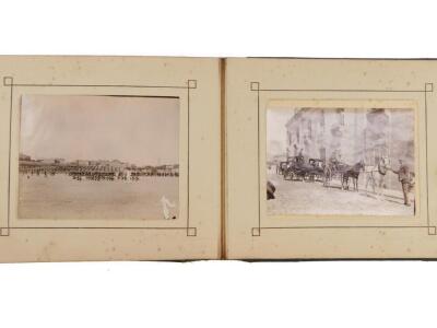 A Victorian photograph album showing views of Malta and Sicily, including war ships in the Grand Harbour Valetta, and military encampments. - 2