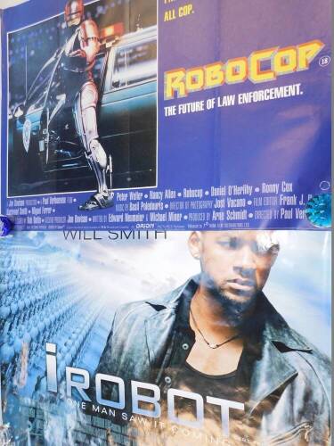 Two quad film posters, comprising Robocop, The Future Of Law Enforcement, and I,Robot, In Cinemas August 6th.