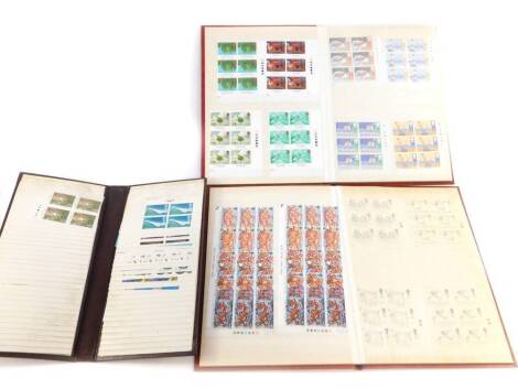 Philately. Commemorative mint traffic light blocks, mostly sixes, 1987 to 1989, and earlier mint commemoratives, traffic lights and general blocks, three albums.