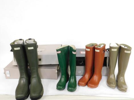 Hunter lady's Wellington boots, various styles and colours, UK size 14 - 4, boxed. (7)