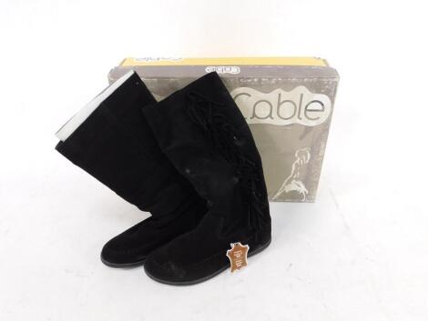 Cable lady's Dessus black tassel boots, Euro size 46, boxed. (12)