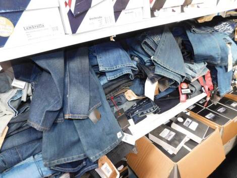 Men's and boy's denim jeans, including Little Marc Jacobs, Lacoste, Kenzo, and Bourget, various colours and styles. (qty)