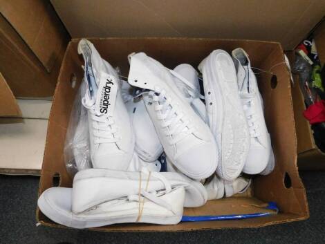 Superdry white canvas Super Series high plimsolls, further low plimsolls, various sizes. (qty)