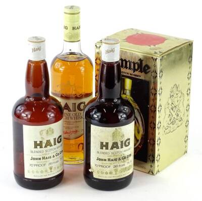 A collection of Haig Whisky, to include a boxed bottle of Dimple, two bottles of Gold Label, etc.