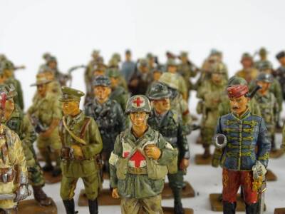 Lead figures of WWII soldiers, Allied and Axis powers, including Adolf Hitler and Benito Mussolini. (a quantity) - 3