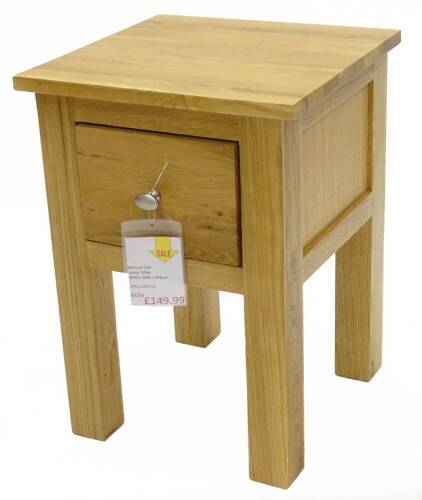 An ex shop display natural oak lamp table, 40cm W, retail price was £209.99 reduced to £149.99.