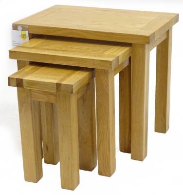 An ex shop display rustic nest of three tables, 56cm W, retail price was £349.99 reduced to £159.99.