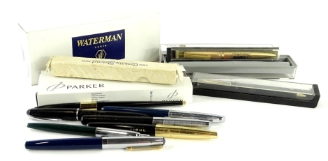 A collection of fountain pens, etc., to include Waterman, Parker, Conway Stewart, etc.