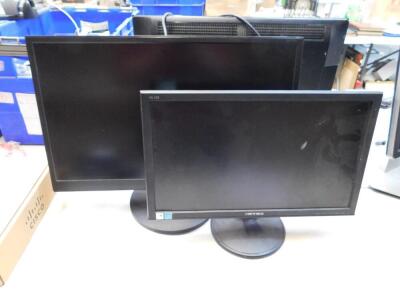 A Hanns-G 19" LCD monitor, and an AOC 24" LED backlit LCD monitor. (2)