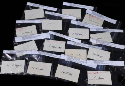 A collection of NASA Space Race & Moon Landing related autographs. Inc. Alan L Bean, Elliott M See, Eugene A Cernan, etc., some autopen cards include mission related stamped examples from the 1960's. (15) Inventory of represented Astronauts; BEAN, Alan L.