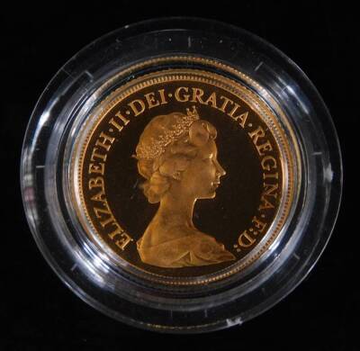 An Elizabeth II gold proof full sovereign, 1980, in case and outer box with paperwork. - 3