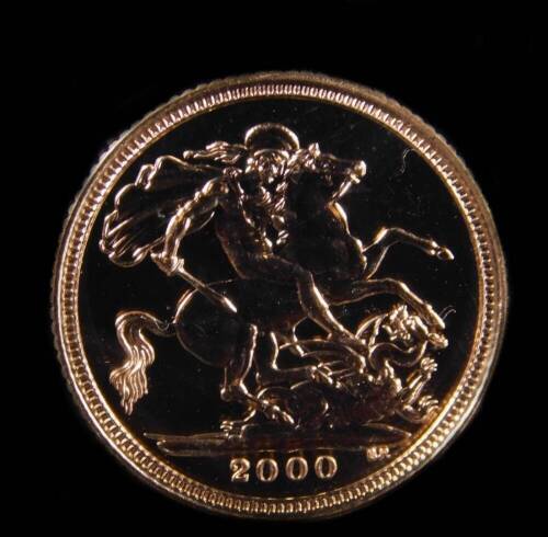 An Elizabeth II gold half sovereign, 2000.