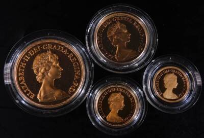 An Elizabeth II gold proof coin set, comprising £5, £2, sovereign and half sovereign, 1980, in green box, 22cm W and outer packaging. - 3