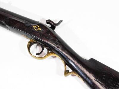 An early 19thC 1837 British Colonial .704 two groove percussion rifle, with walnut stock and brass mounts, 118cm W. - 6