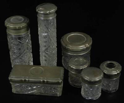 Various cut glass jars, needle jars, dressing table sets, etc. base metal bottle cruet set, 28cm H, part cruets, needle jar, etc. (a quantity) - 2