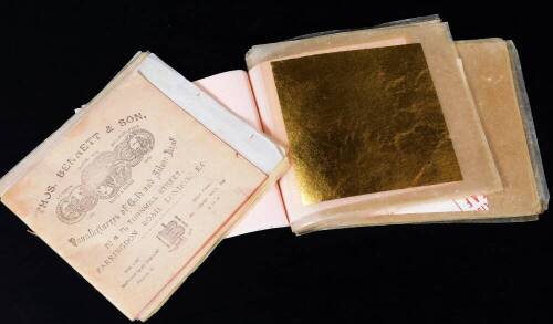 Various gold leaf, to include some in Thos. Bennett paper packaging, 10cm W. (a quantity)