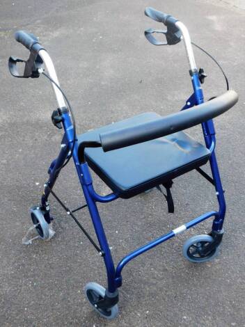 A mobility walker, in blue, 95cm H.