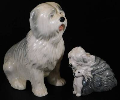 A Royal Doulton old English sheep dog and puppy figure, 10cm H, a Mason's Ironstone Mandalay jug, bowl and dish, Portmeirion, Whitefriars type candlestick, etc. (a quantity) - 6