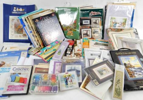 Various craft cross stitch related, etc. to include magazines, booklets, etc. Cherished Teddies, DVD on the art of crochet, various crochet patterns, etc. (a quantity)