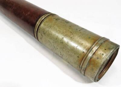 A early 20thC Ross of London telescope, of cylindrical form with brown leather centre, 80cm W. - 3