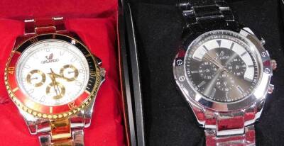 Various gentleman's fashion watches, comprising an Orlando with a fixed bezel and 4cm Dia. face, in fitted case, two other Orlando watches and an uncased Accurist. (a quantity) - 3