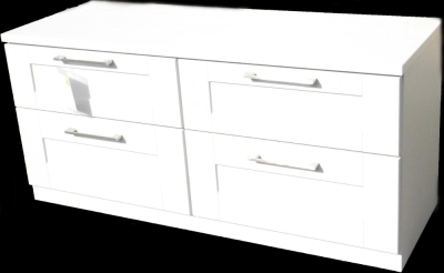 An ex-display television unit, 67cm H, 153cm W, 43cm D, labelled was £549.99 now £349.99.