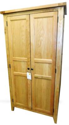 An ex-display rustic full hanging wardrobe, 172cm H, 89cm W, 50cm D, labelled was £963.60 now £481.80.