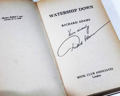 Adams (Richard). Watership Down, Book Club Associates, with dust jacket, signed copy, also other books The Girl In A Swing, signed and dated 1980, The Iron Wolf, a small quantity of other signed books, Colfer (Eoin) Artemis Fowl, Dexter (Colin) The Daught - 10